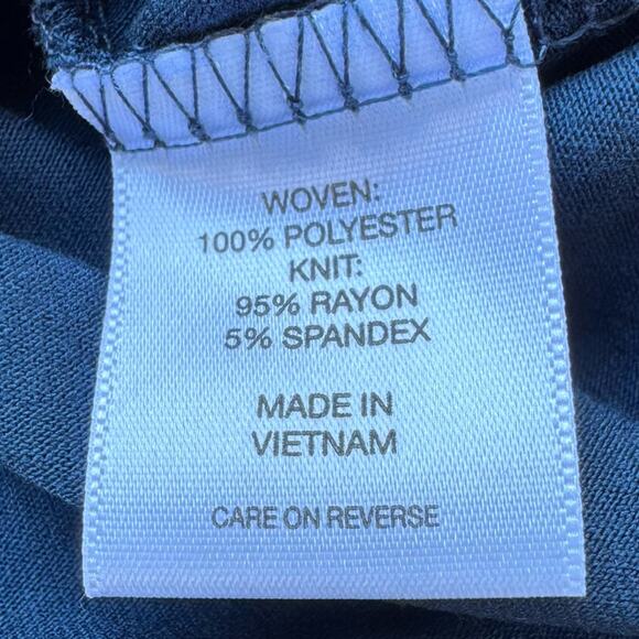 New York & Co Stretch Blue Halter Tank Blouse Metal Hardware Women’s Med - Picture 7 of 8
